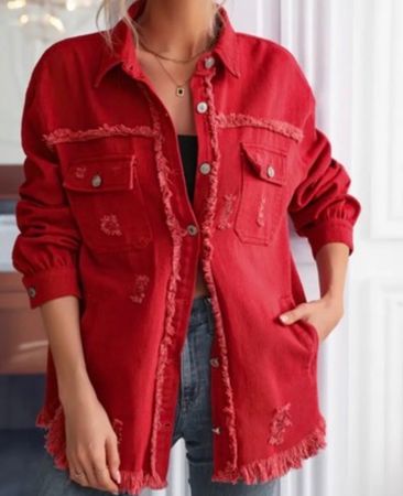 MUST HAVE - stilvolle/sportliche Jeansjacke, rot, L/XL