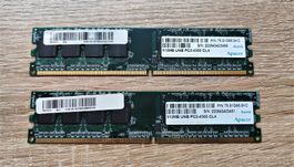 2 x 512MB DDR2 UNB PC2-4300 - 800MHz