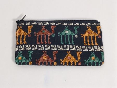 Pochette vert brun avec fermeture éclair 9 x 12 cm