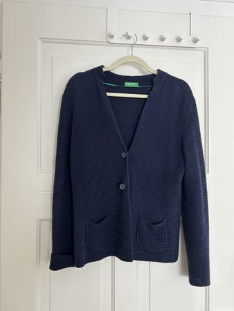 Cardigan/giacca in maglia di cotone blu Benetton, taglia S
