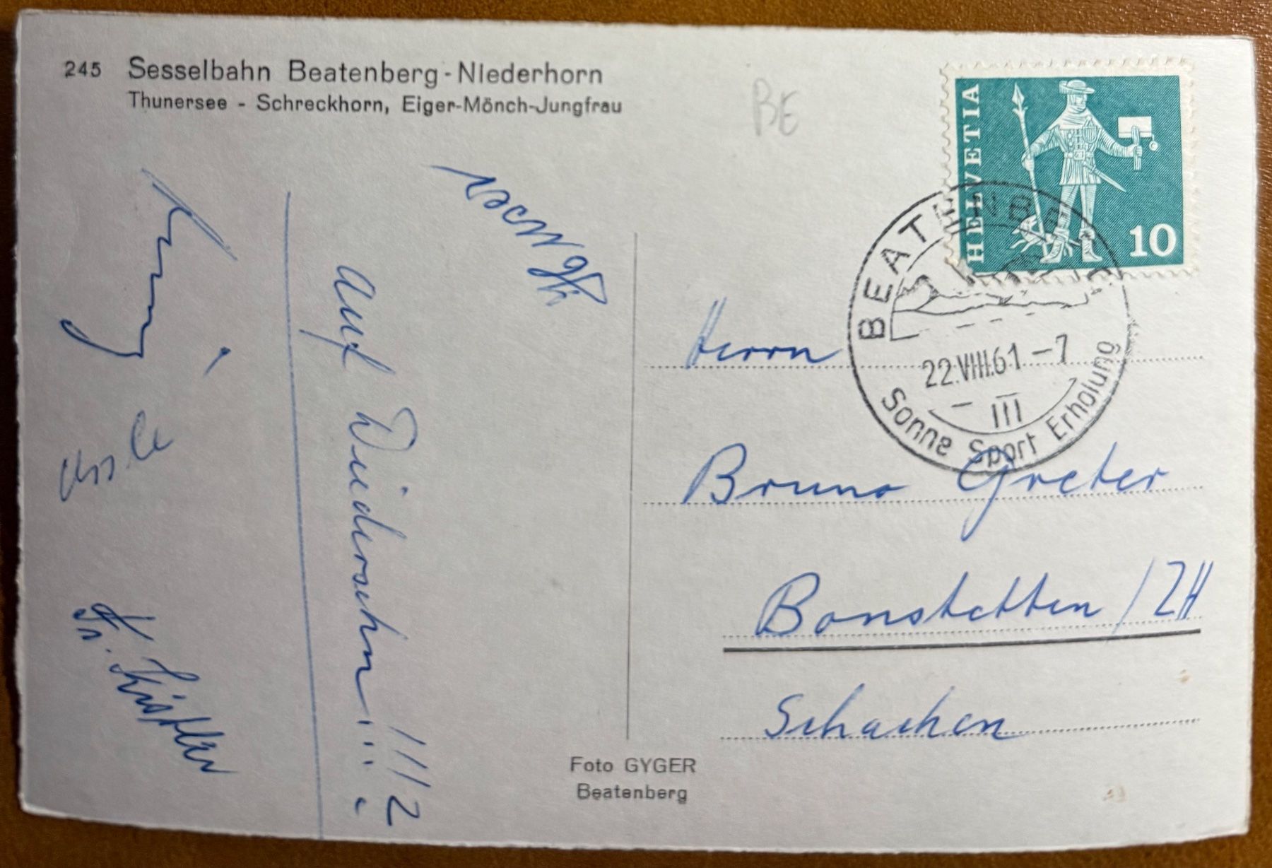 Cartoline postali: BEATENBERG - Sesselbahn 1961 – Usato da Lutry venduto da Ediego 1