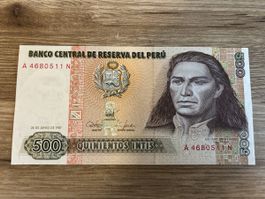 Peruanische 500 Intis Banknote von 1987 - Selten!