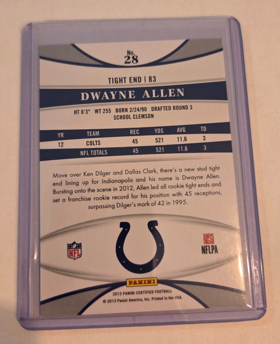 Panini Carte collezionabili: Dwayne Allen 2013 Panini Certified Gold /25 Colts – Usato da Oberrüti venduto da Swiss_Drone 1