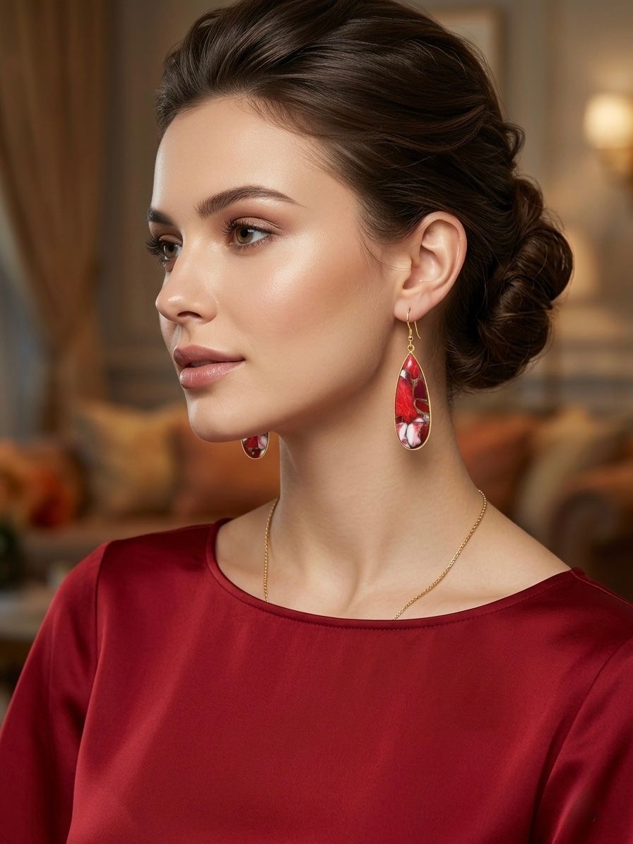 Orecchini pendenti & Orecchini a lobo: Boucles d'oreilles Turquoise Rouge – Nuovo e nell'imballaggio originale da St-Maurice venduto da Sandrinette123 2