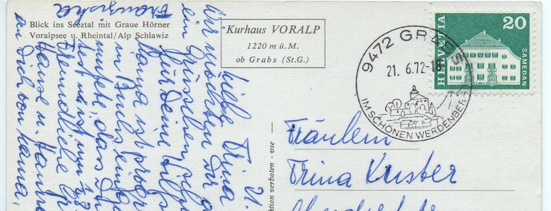 Cartoline postali: GRABS Blick ins Seeztal u. Rheintal – Usato da Jona venduto da philajona 1