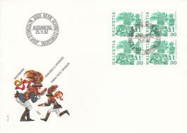 1982 677 Röllelibutzen 2 FDC 1 x Viererblock