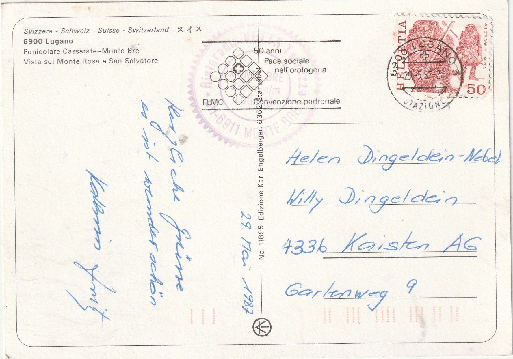 Cartes postales: Bahn Lugano - Monte Bre – D'occasion à Lumbrein par made02 1
