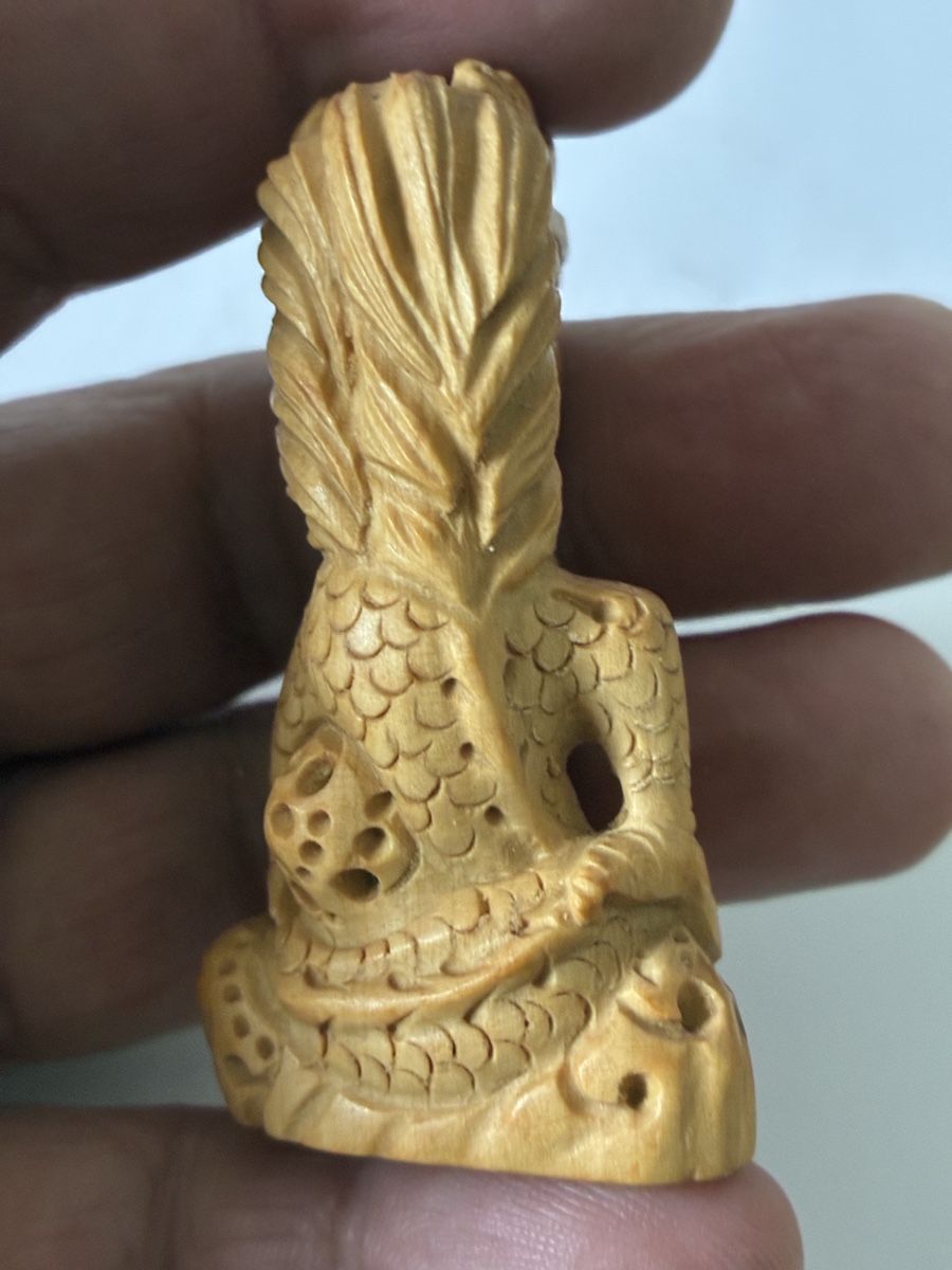 Statuette: Japon netsuke en bois de cerisier,objet traditionnel – Usato da St-Aubin-Sauges venduto da asianart 3