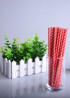 25 Stk. NEUE Karton Strohhalme rot-weiss Polka dot - 80709