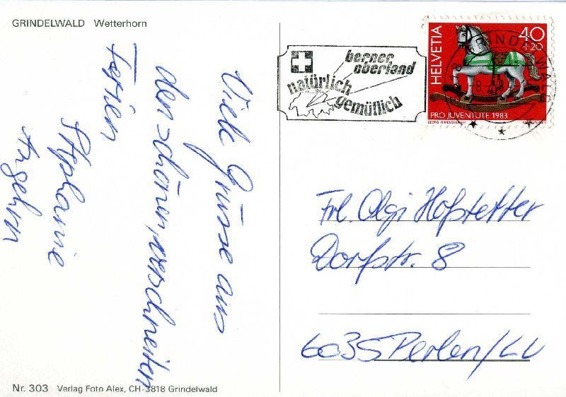 Cartoline postali: Grindelwald - Luftansicht + 1984 – Usato da Emmenbrücke venduto da teestube 1