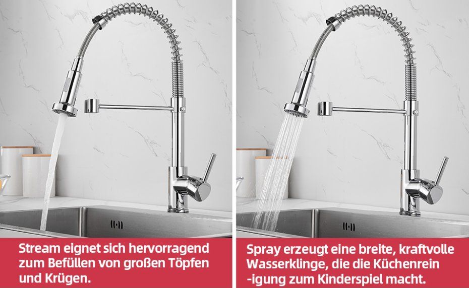Rubinetteria: Küchenarmatur mit Pull Down Sprüher Brause – Nuovo e nell'imballaggio originale da Geneve venduto da Titi2008 3