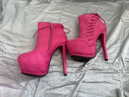 Plateau Heels Stiefelette pink Gr 36 Neu