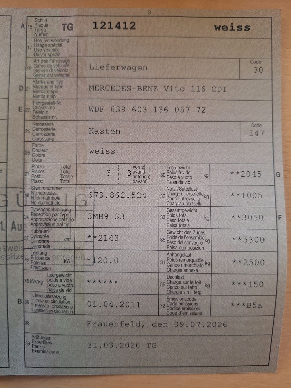 Mercedes-Benz Veicoli commerciali: Mercedes Benz, Vito – Usato da Wiezikon b.Sirnach venduto da Ostschweiz94 8
