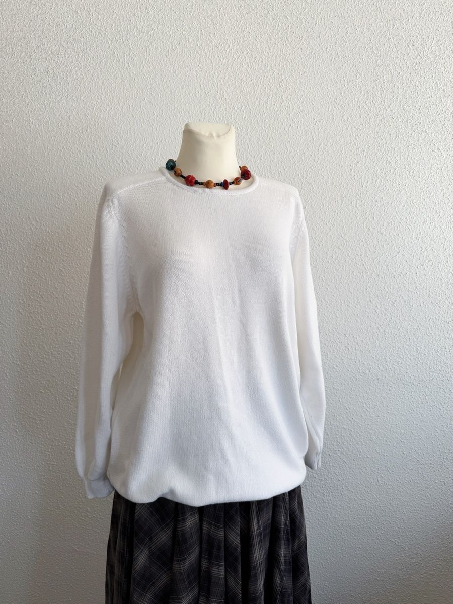 Pullover & Sweatshirts: Vintage white Sweater with Button Back Detail – Gebraucht aus Knonau von Grapesvintage 3