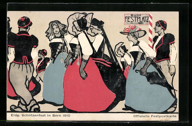 Cartoline postali: Bern, Eidg. Schützenfest 1910, Schweize – Usato da Berlin venduto da bartko-reher
