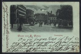 Mondschein-AK St. Gallen, Theaterplatz m
