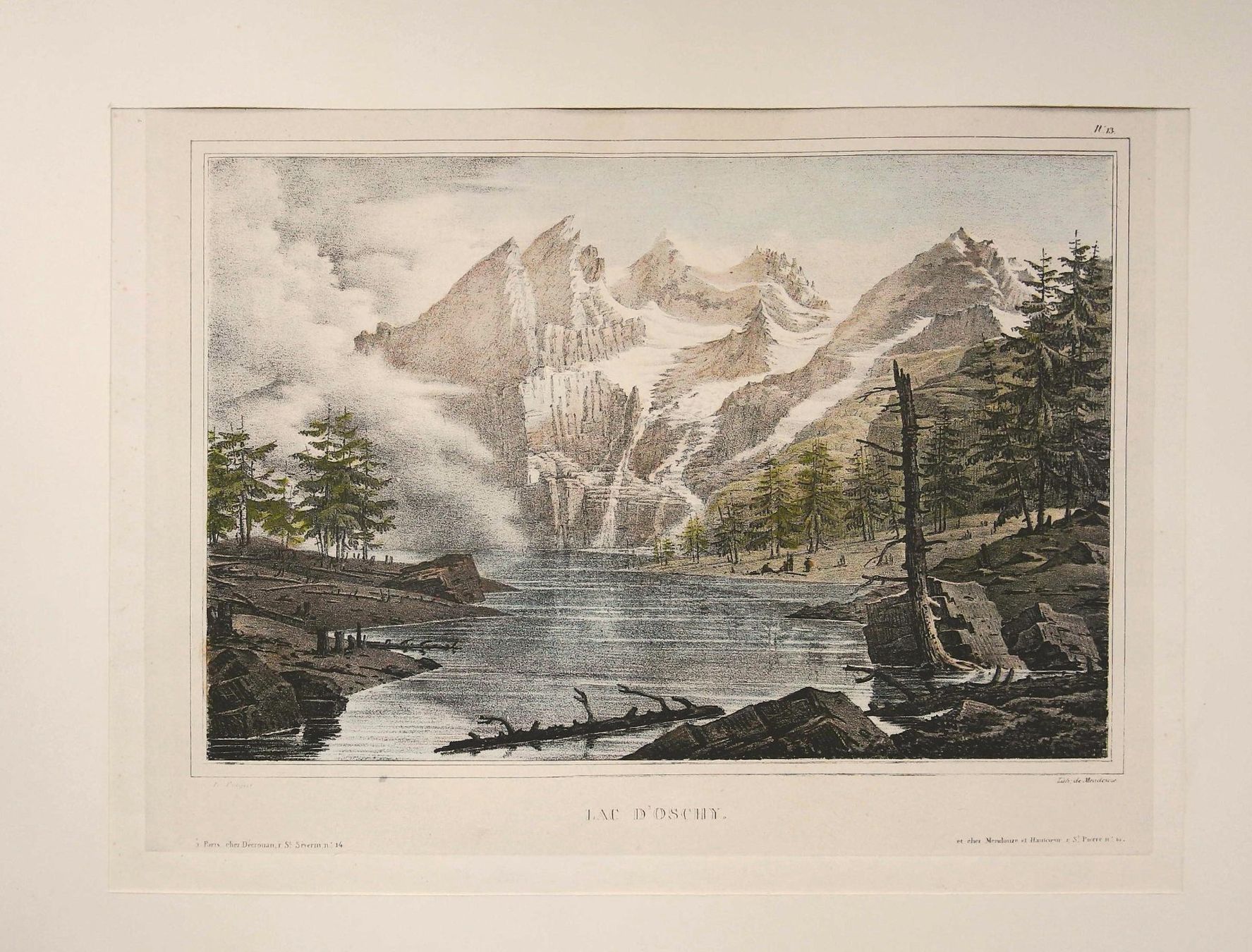 Incisioni: Oeschinensee Original-Litho von Pingret – Usato da Rafz venduto da Helvet32