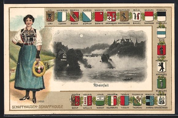 Cartes postales: Passepartout-AK Schaffhausen, Rheinfall, – D'occasion à Berlin par bartko-reher