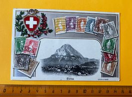 AK Glarus 1908 Beste Grüsse mit Briefmarken