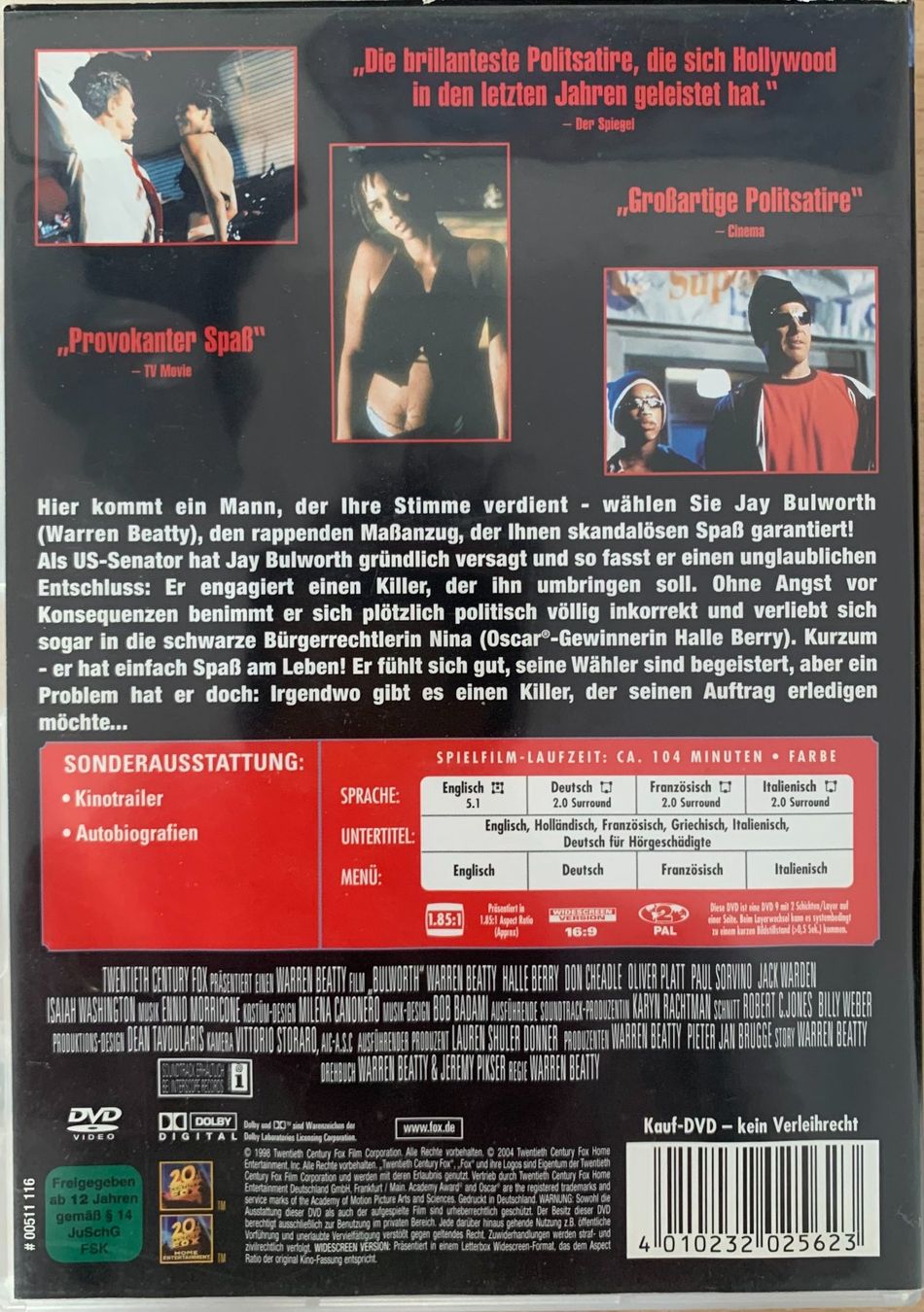 Tutti i DVDs: Bulworth – Usato da Zürich venduto da recordman01 1