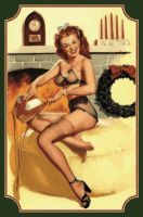 Blechschild-PIN UP GIRL MIT SEIDENSTRUMP