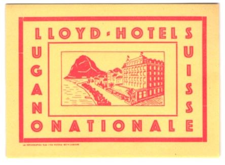 Altre raccolte & rarità: Kofferaufkleber Lugano, Das Lloyd-Hotel  – Usato da Berlin venduto da bartko-reher