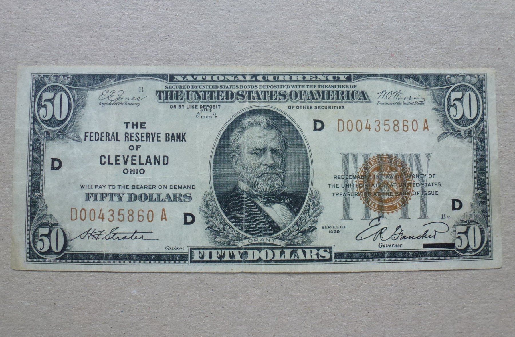 Billets de banque: USA Ohio ++ 50 Dollars 1929 – D'occasion à Walkringen par Casablanca777