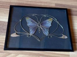 Schmetterling Bild, Kunsthandwerk im Rahmen, Vintage Deko