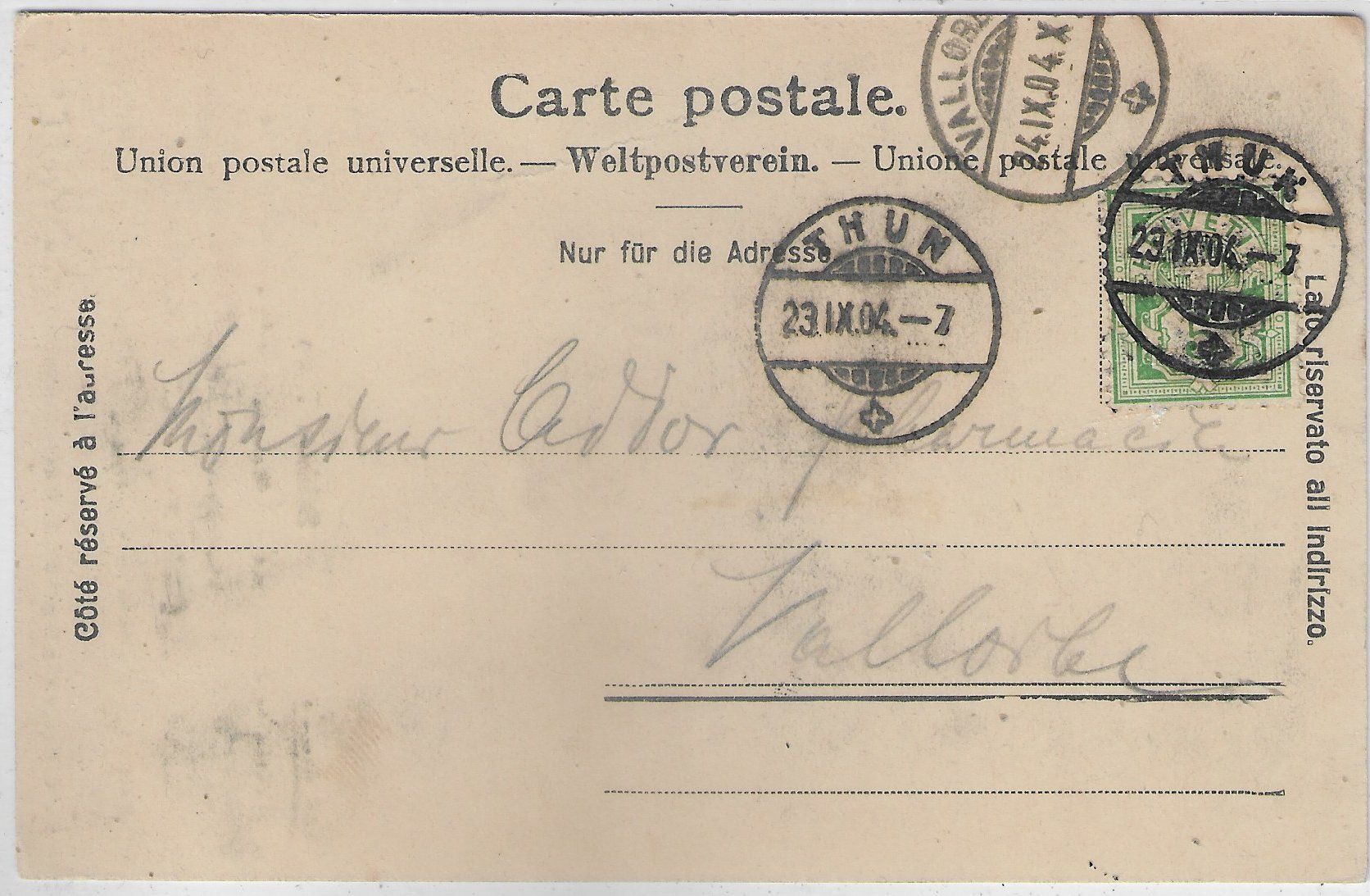 Cartoline postali: Schloss Thun 1904 – Usato da Ettingen venduto da Kartenplanet 1