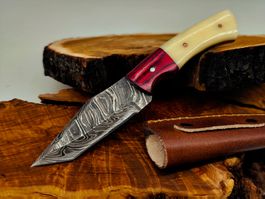 Geprüft! 1A Knife Faltenstahl DAMASCUS Damast Jagd Messer