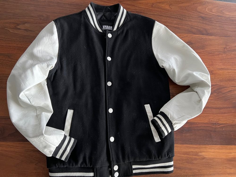 Blouson Baseball pour Femme avec Manches Blanches Collège Américain Varsity
