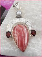 RHODOCHROSITE, Rhodochrosit Anhänger 925 Silber