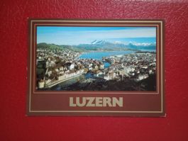 Luzern Vogelschau Altstadt Reussbrücken Schriftzug