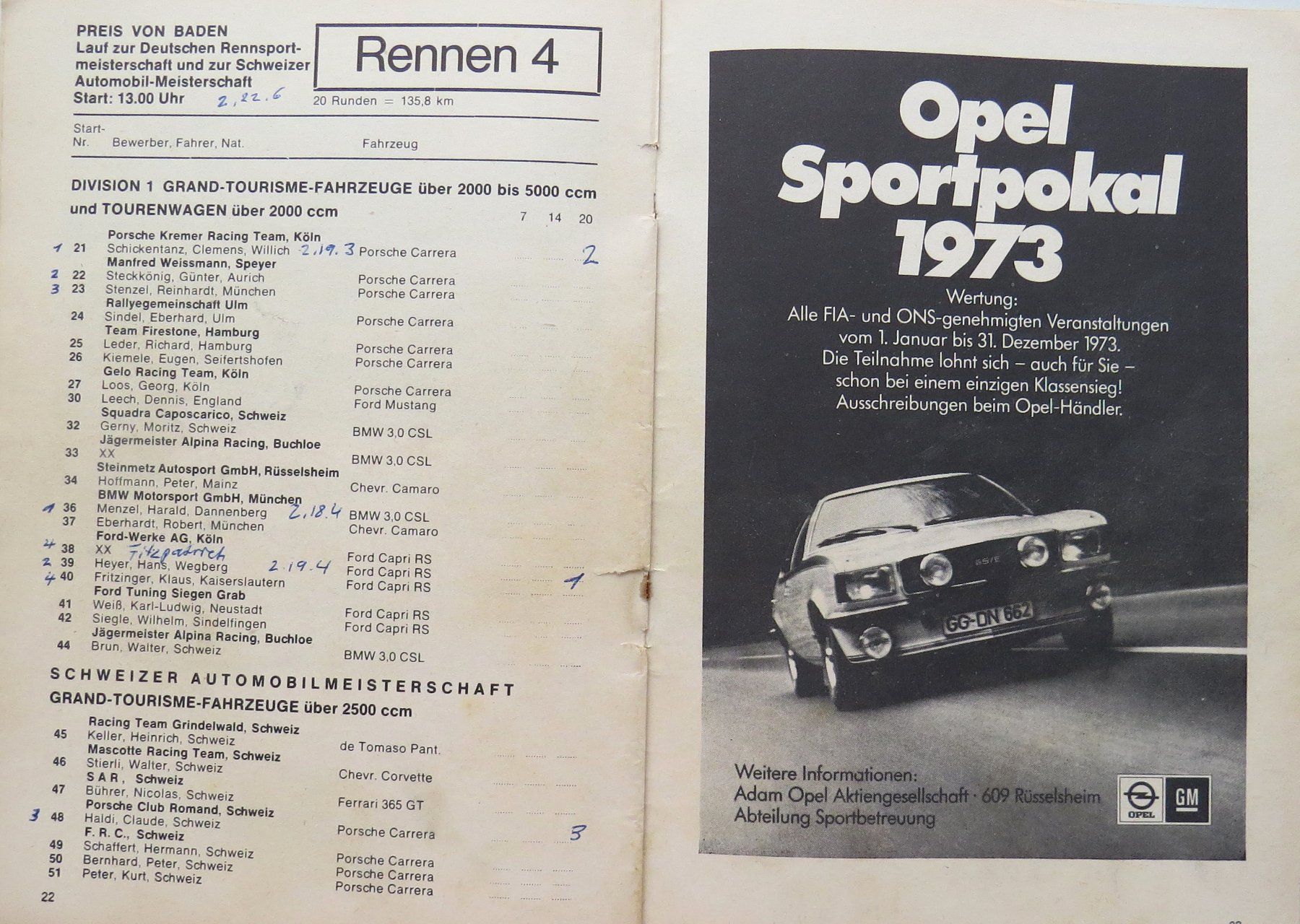 Documenti: Original Programm Preis der Schweiz in Hockenheim von 1973 – Usato da Ettingen venduto da campione_1 2