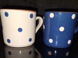 2er Set Keramik Tassen mit Punkten blau beige 💙🤍