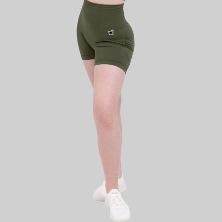 Sport Shorts Damen Seamless HighWaist Yoga Gym Dunkel Grün L