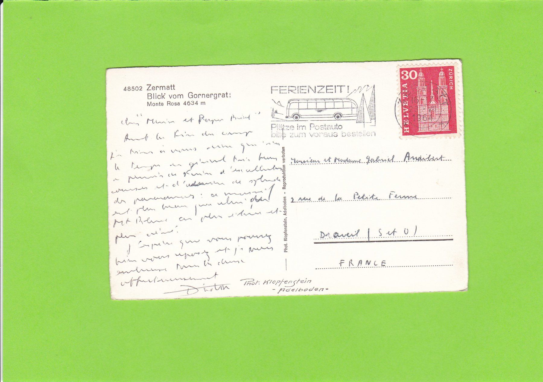 Cartoline postali: Zermatt-Blick vom Gornergrat – Usato da St. Peterzell venduto da neckertal 1