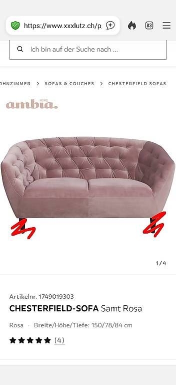 Divani: Elegantes rosa Sofa mit Samt-Oberfläche – Usato da Zürich venduto da dar_rd8t 1