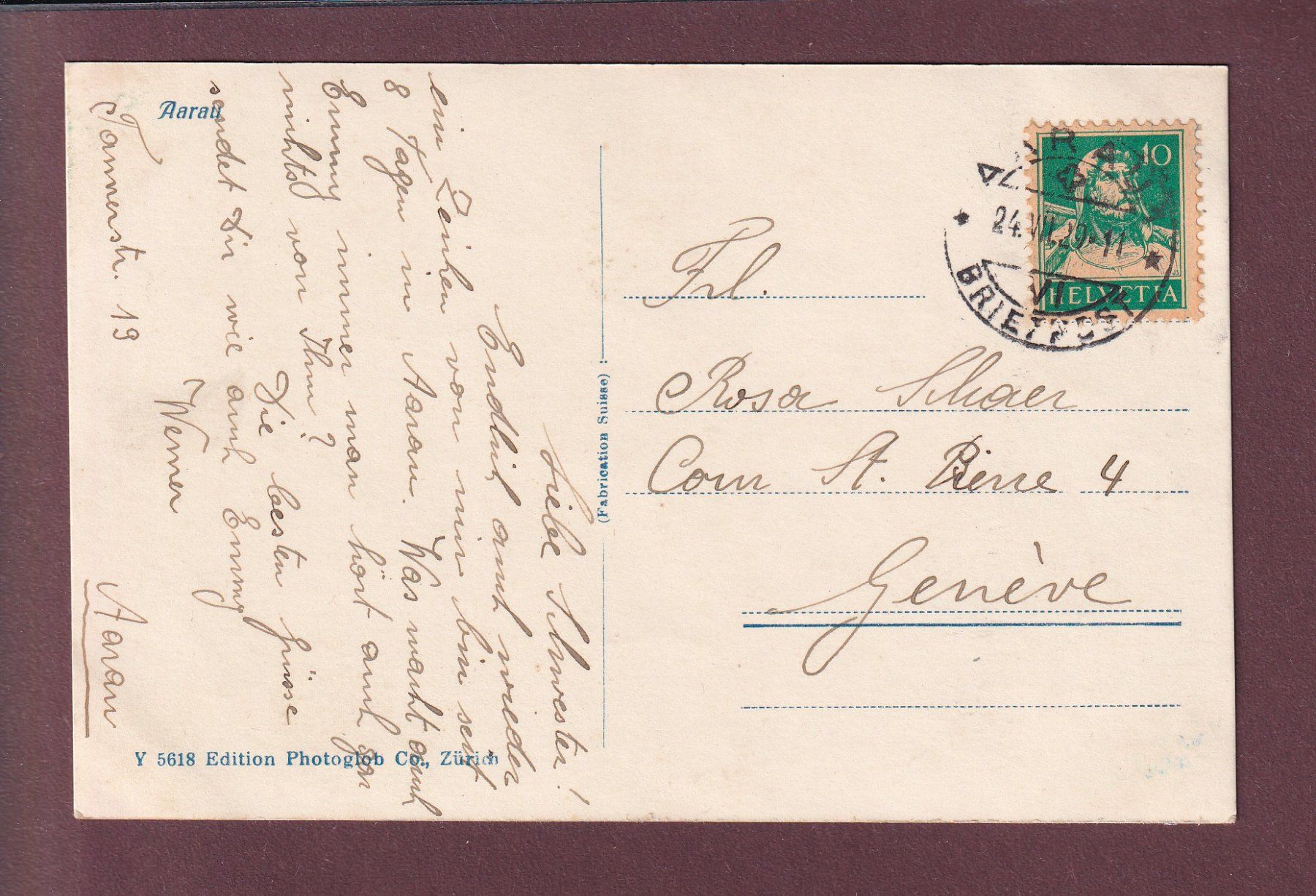 Ansichtskarten: AARAU - Teilansicht - 1929 – Gebraucht aus Pully von nicecards 1