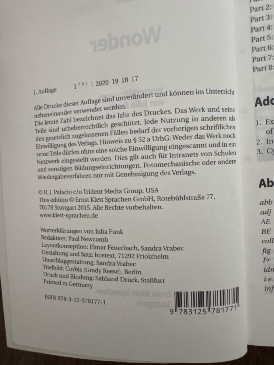 Libri: Wonder - R.J. Palacio – Usato da Zürich venduto da lin_6878 2