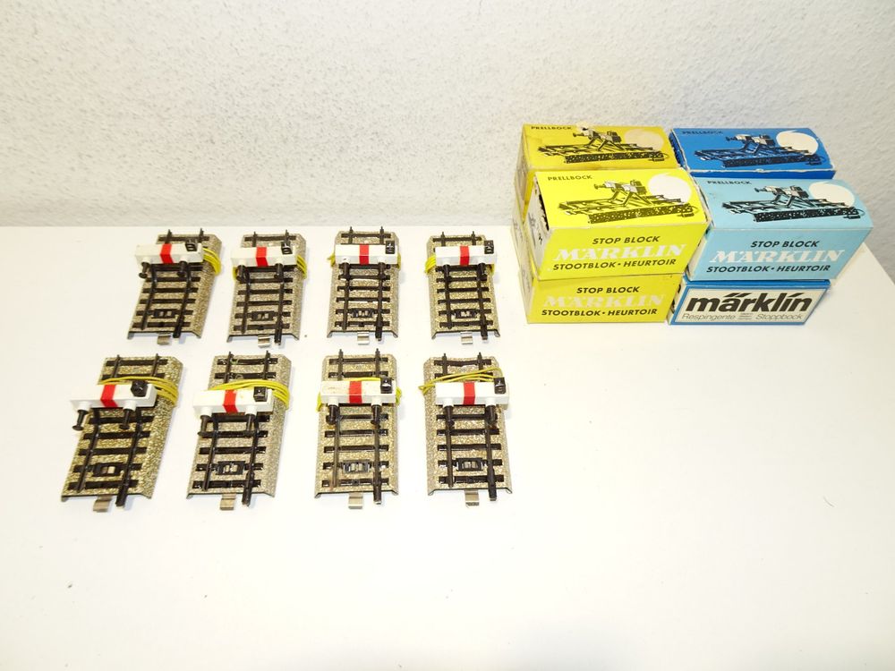 8 Märklin M-Gleis Schienen Prellbock beleuchtet HO 7191 (Gebraucht) in ...