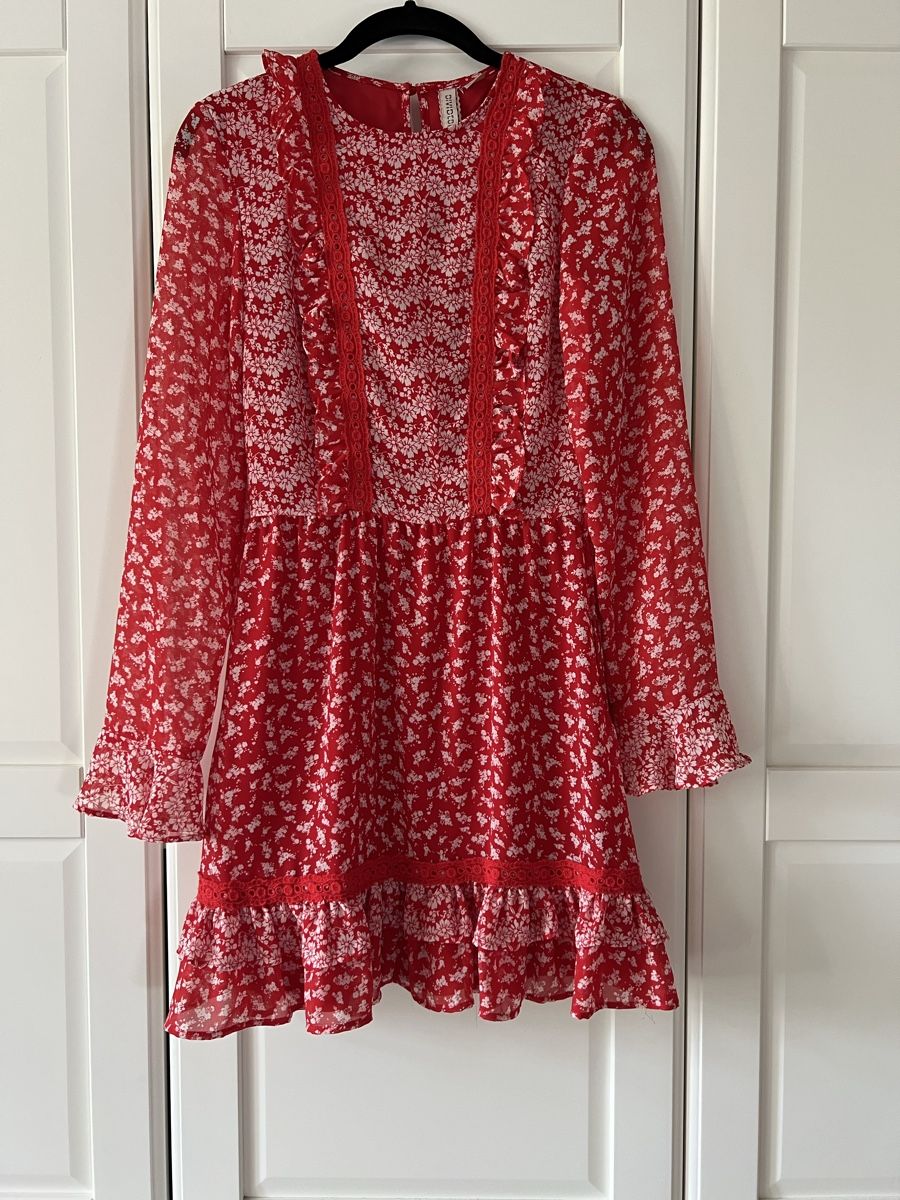 H&M Vestiti: Kleid rot geblümt mit Spitze Grösse XS – Nuovo (secondo la descrizione) da Egliswil venduto da Rumberta1987