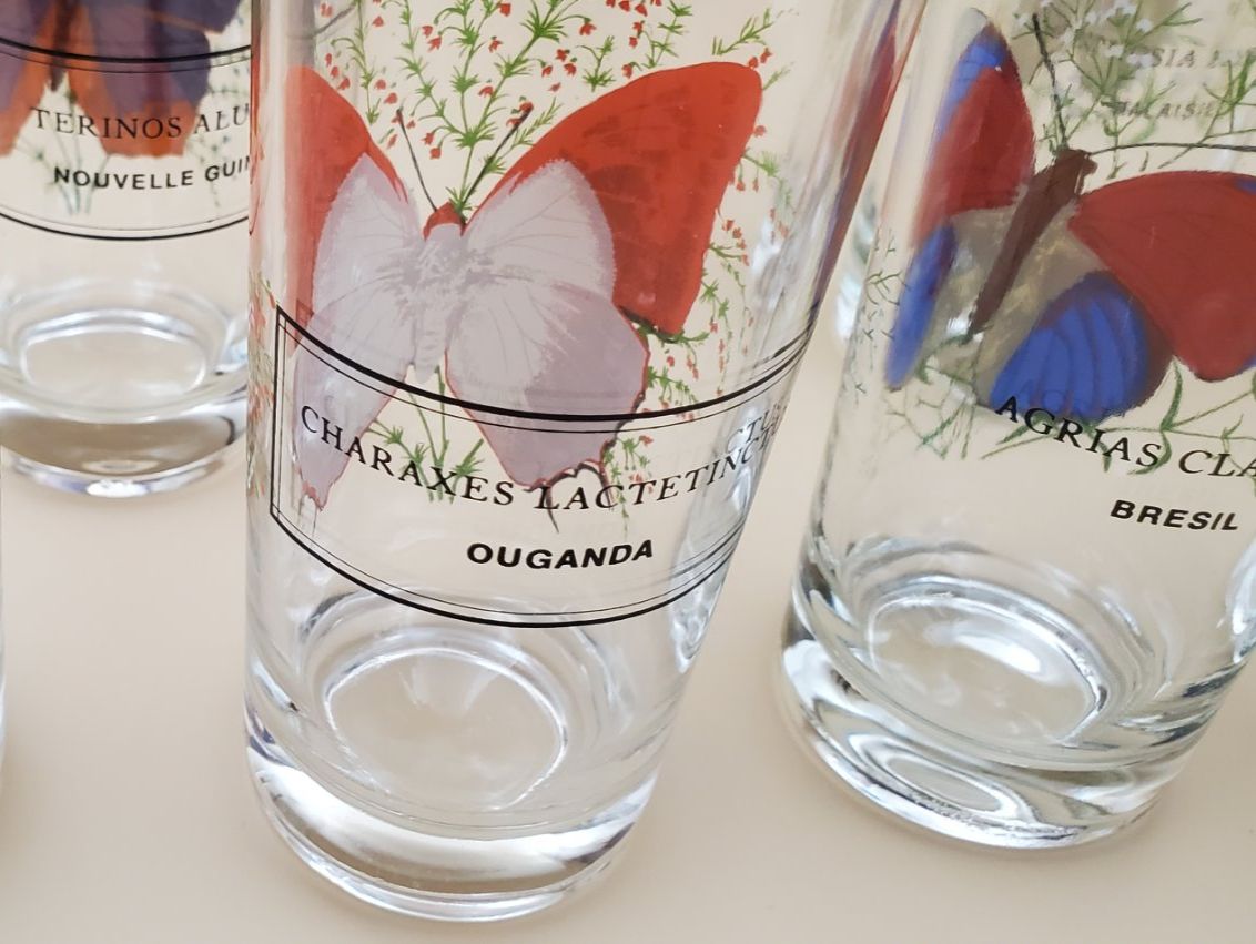 Bicchieri: 7 verres collection papillons du monde – Usato da Rennaz venduto da La_malle_du_dauphin 3