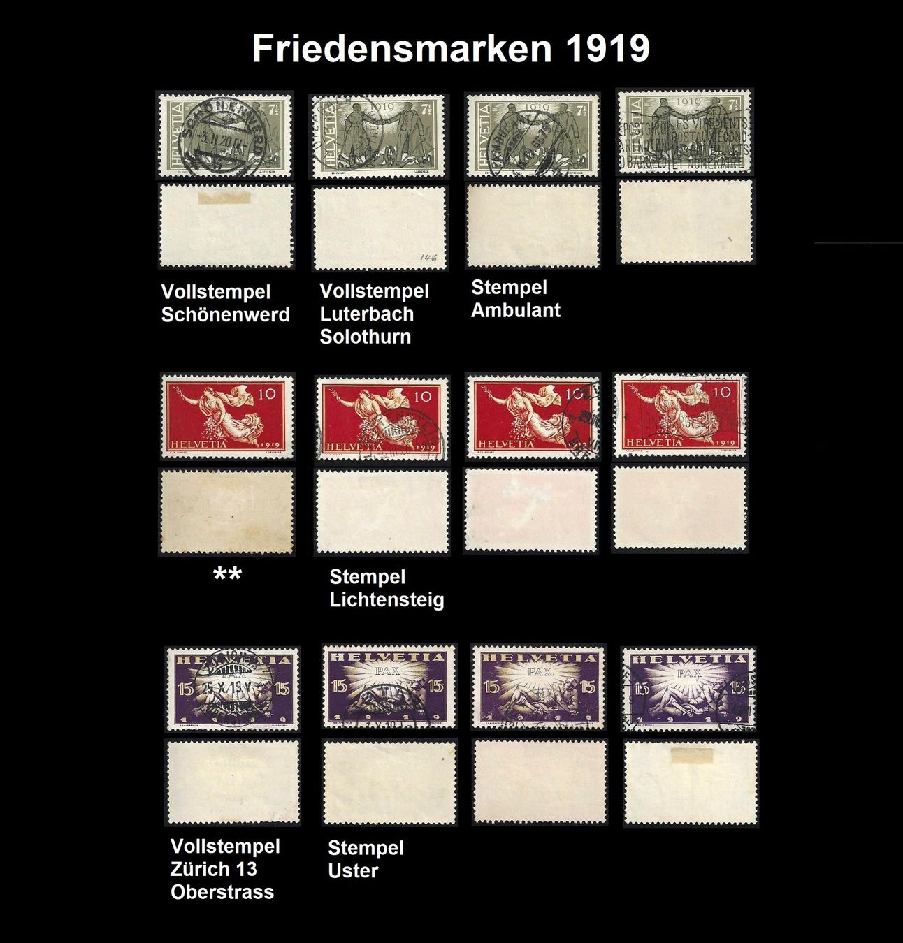 Tutti i francobolli: Friedensmarken 1919, tolles Markenset – Usato da Baar venduto da W47