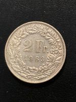 2 Schweizer Franken Silber Münze Jahrgang 1963