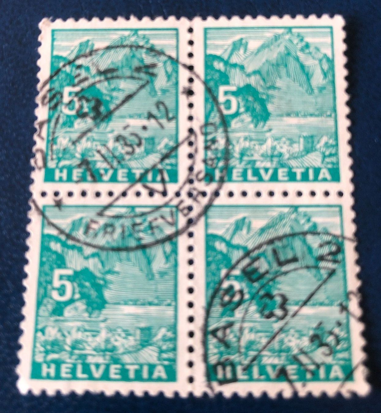Alle Briefmarken: 4 er Block Nr.195 mit Vollstempel Basel – Gebraucht aus Aarau von Billa007