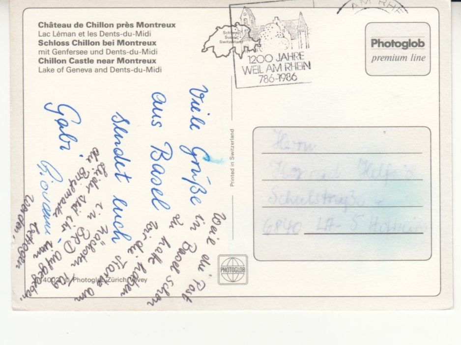 Cartoline postali: Chillon ca. 1986 – Usato da Bürglen TG venduto da StampGraf 1