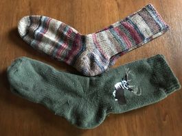 2 Paar Warme Socken gestreift grün Gr. 40-41
