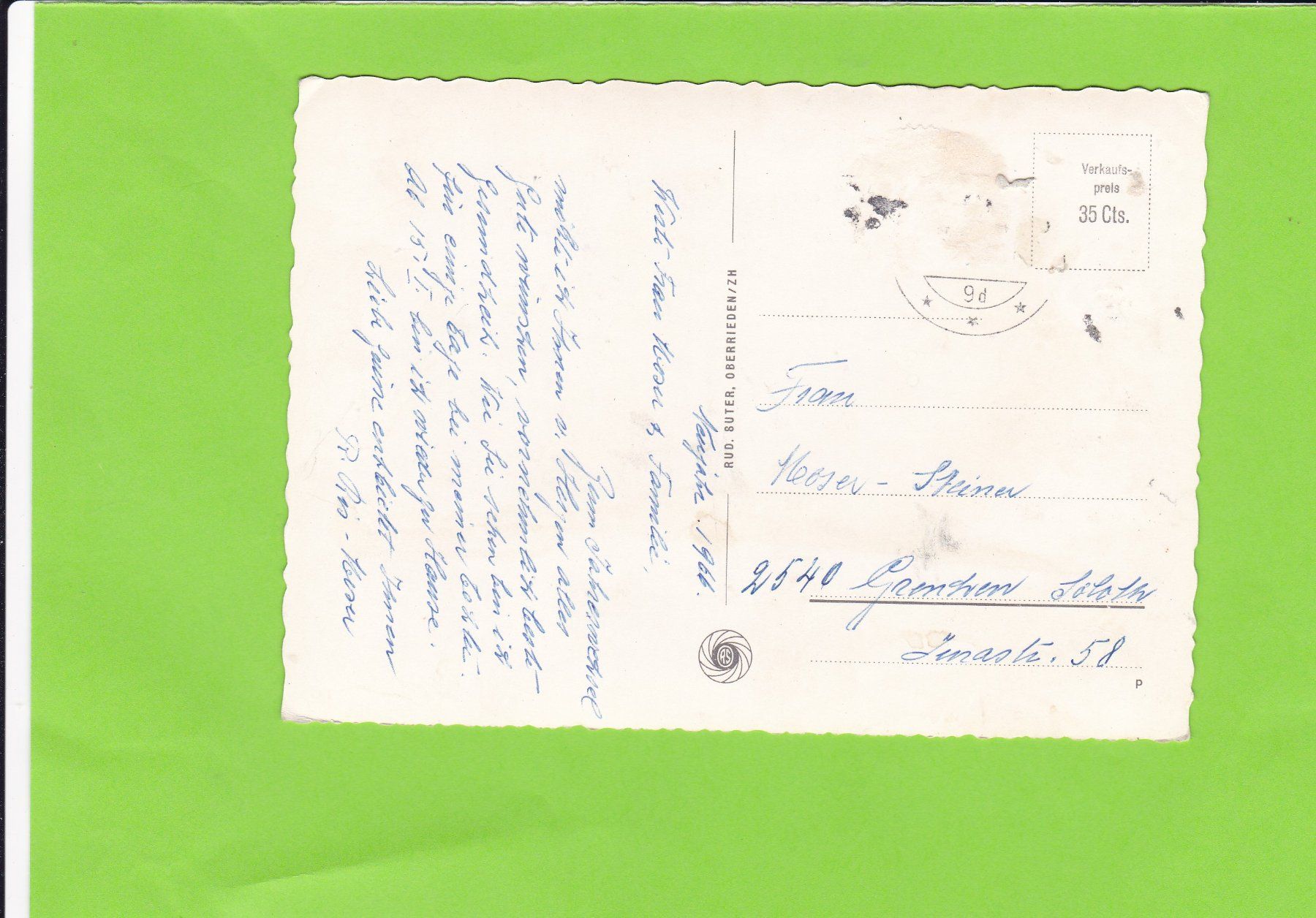 Cartoline postali: Rapperswil – Usato da St. Peterzell venduto da neckertal 1