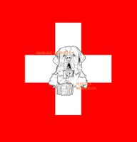 Schweizer Fahne Bernhardiner Hund Flagge